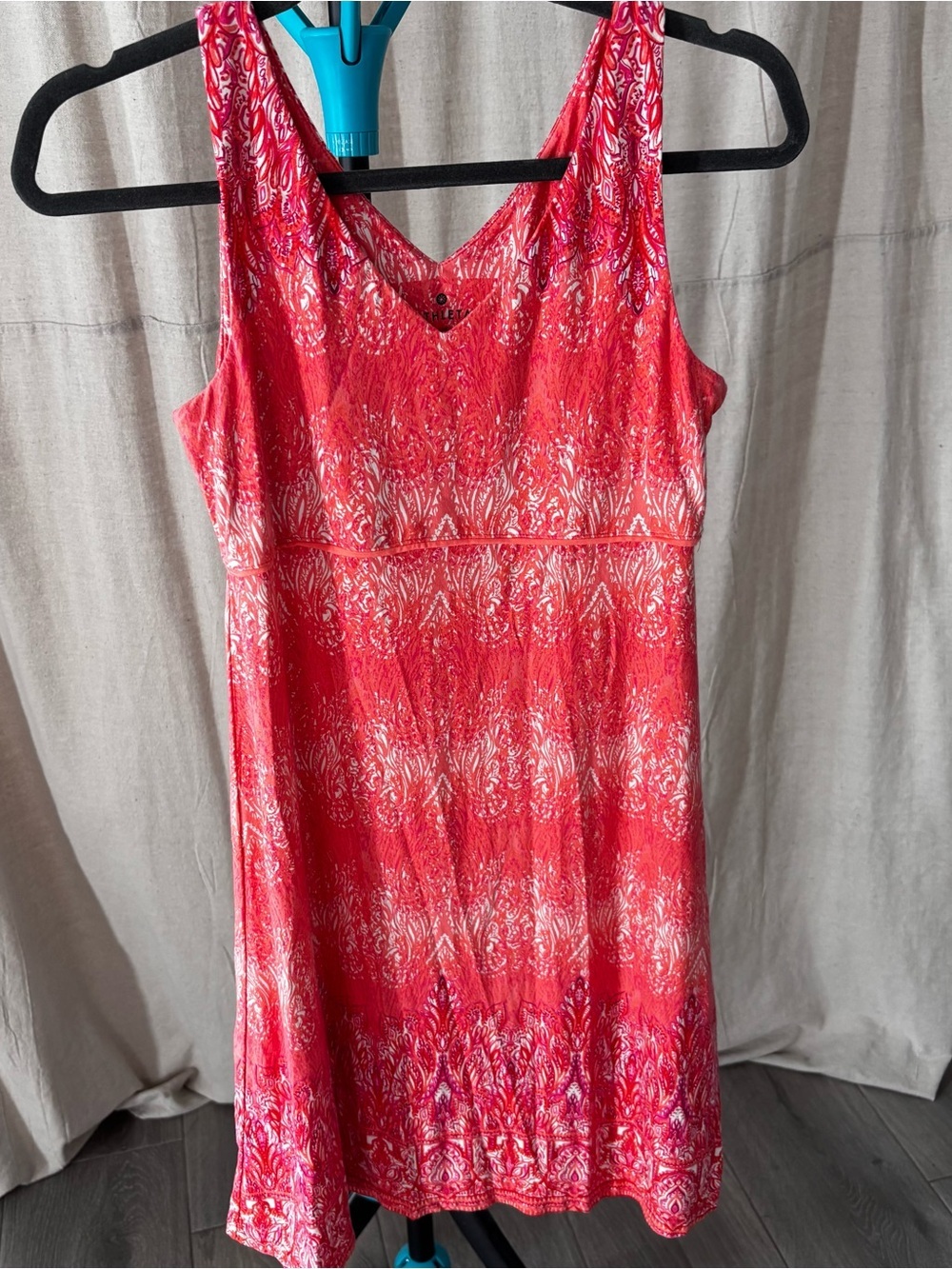 Athleta Coral Pink Patterned Tank cooling Dress